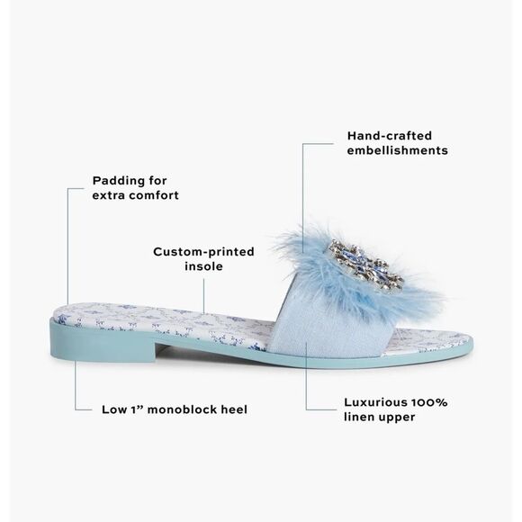 Hill House The City Slide Rhinestone Embellishment with Ostrich Feathers - Picture 3 of 10